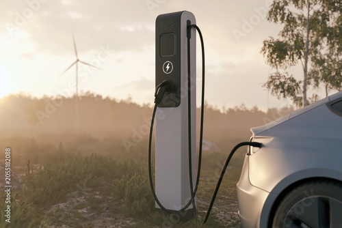 Electric Vehicle Charging Station With Clean Energy Landscape