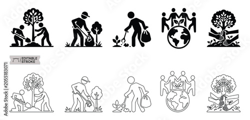 Foto Environmental Conservation and Community Cleanup Icon Set