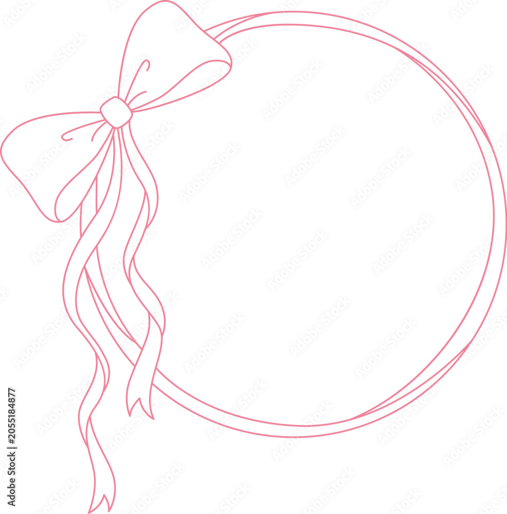 Fototapeta premium Bow Circle Frame Hand Drawn