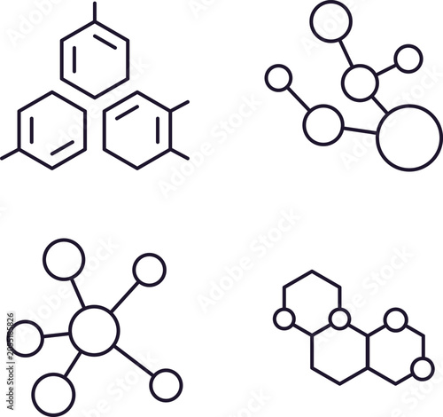 Tableau sur toile Black and white of molecular structures, benzene rings, and organic compounds ch