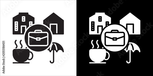 Quadro su tela Work Anywhere Icon Sheet Black And White