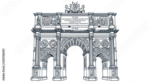 Εκτύπωση καμβά Arch of Titus, Rome - Detailed Sketch Illustration