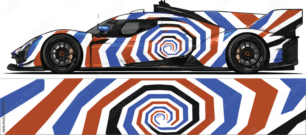 Naklejka premium Colorful Racing Car Side View 4.