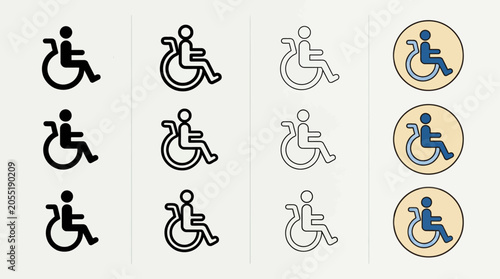 фотографія a set of wheelchair accessibility icons appearing in various vector formats