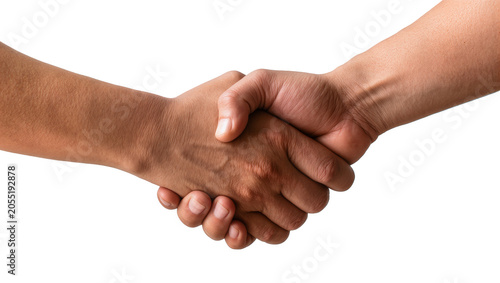 Isolated human hands shaking, symbolizing a successful business agreement or friendly welcome gesture.