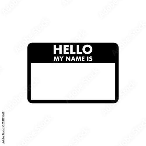 Canvas Print Classic Black and White Hello My Name Is Identity Badge Label Vector Template