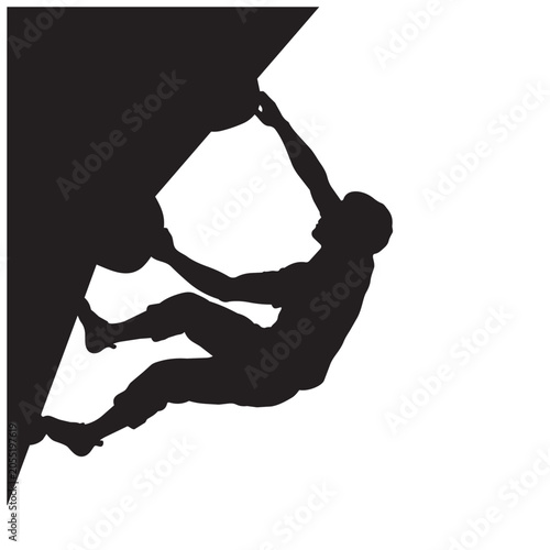 Schilderij op canvas Bouldering climber silhouette vector graphic of man scaling steep indoor climbin