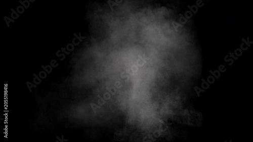 Grenade smoke explosion on alpha channel. Smoke detonation isolated. Realistic grenade blast smoke.
