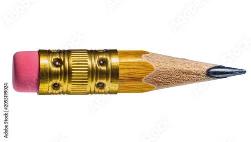 Картината върху платно Isolated classic sharpened yellow wooden pencil with a vibrant pink eraser and b