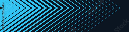 Cuadro en lienzo Blue expanding chevron lines on a deep field moving right, suitable for sleek media