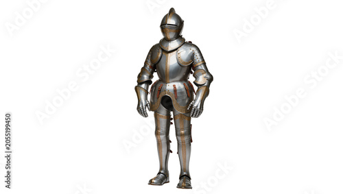 Bild auf Leinwand Isolated historical full suit of knight's plate armor on display, detailed and ornate antique metal