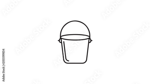 Simple Black Line Drawing of Bucket With Handle For Illustration and Graphic Design Concepts