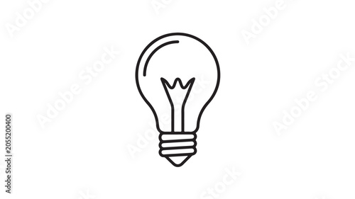 Light Bulb Icon Black Line Art For Creative Idea Concepts