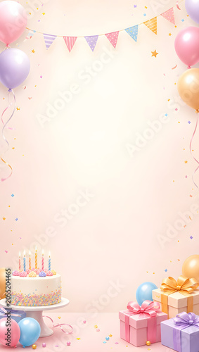 Birthday theme with gift boxes balloons and a festive celebration design