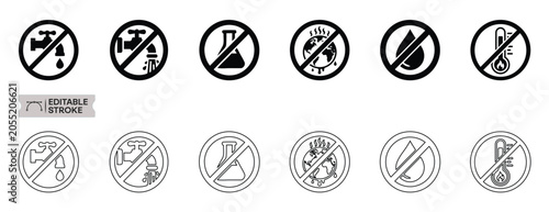 Canvastavla Water Conservation and Climate Protection Prohibition Icon Set