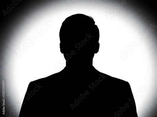 Man Silhouette against Bright White Background with Dark Gradient