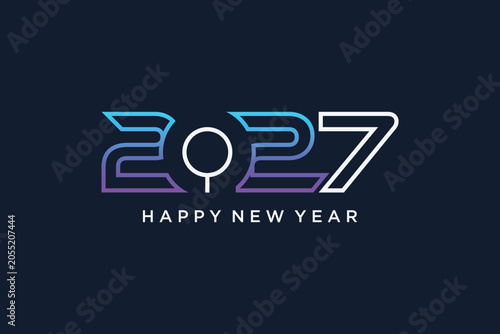 2027 happy new year icon design with creative idea. Vector illustration