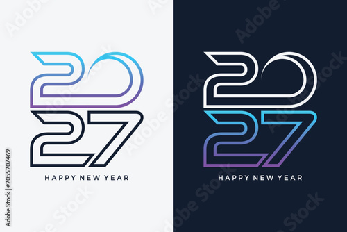 2027 happy new year icon design with creative idea. Vector illustration