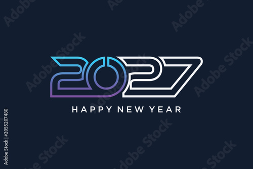 2027 happy new year icon design with creative idea. Vector illustration