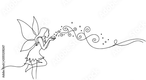 Canvastavla Fairy Blowing Bubbles with Sparkles.