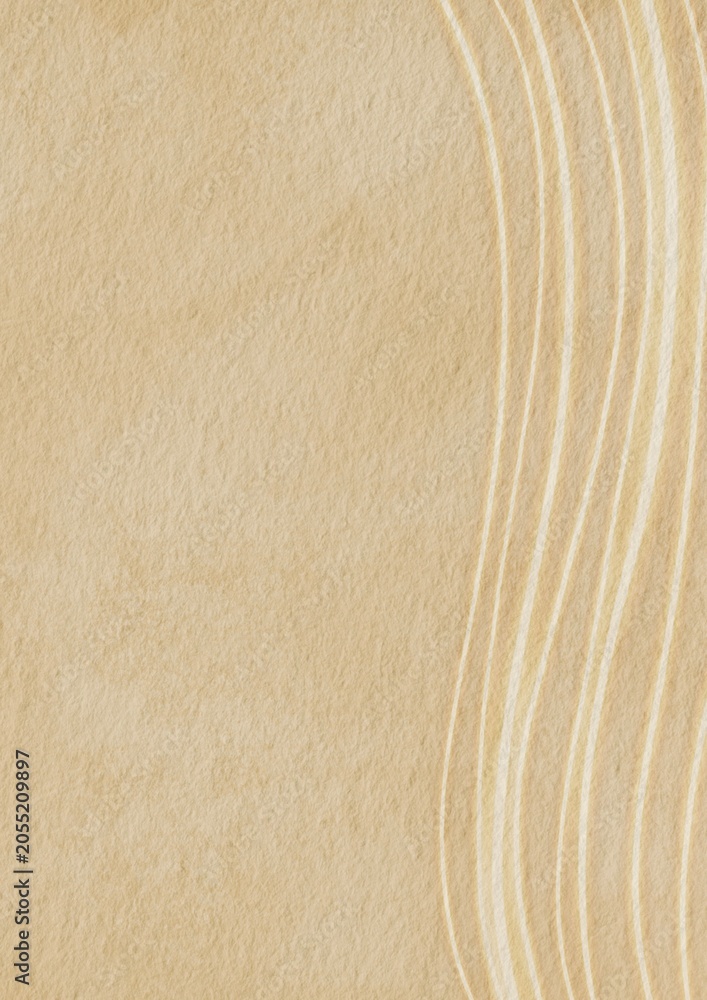Fototapeta premium Architectural Abstract Background with Sand Beige Wave Lines and Rough Textured Paper for sand beach, dune, bakery and home decor.