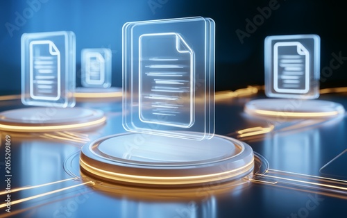 Digital Cloud Storage Concept with File Icons and Data Transfer
