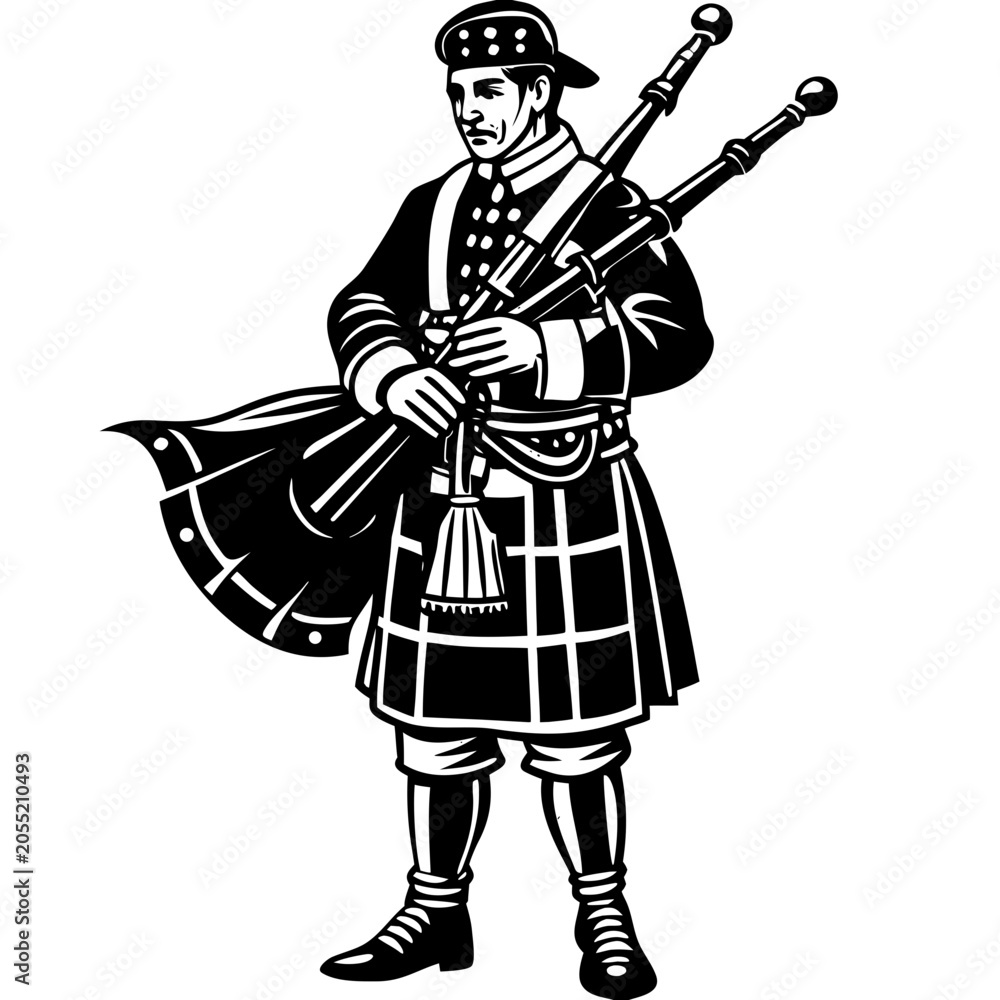 Obraz premium Bagpiper playing traditional scottish music