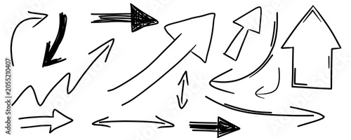 Bild auf Leinwand illustration: set of doodle drawn arrows isolated on white or transparent png