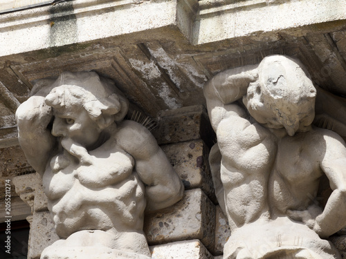 Historic palace along piazza Cordusio in Milan, Italy