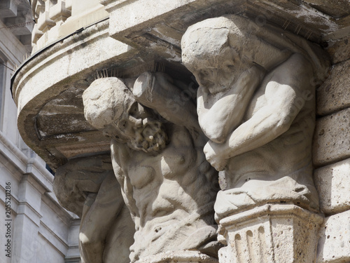 Historic palace along piazza Cordusio in Milan, Italy