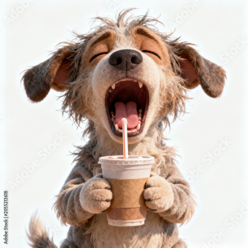 cartoon dog with a glass of cooling drink