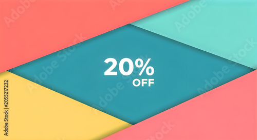 Eye-catching discount banner featuring a twenty percent off promotion in vibrant colors