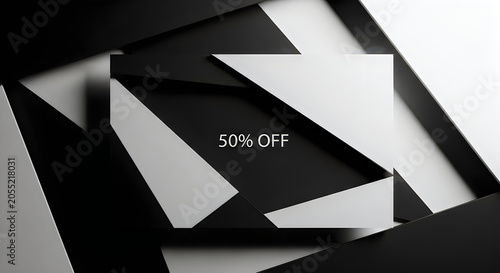 Geometric discount design with fifty percent off sale indication