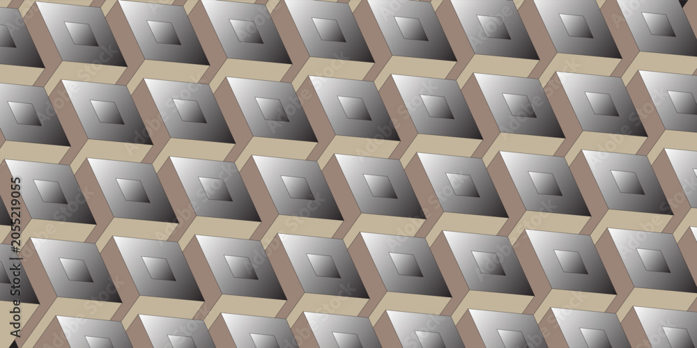 Fototapeta premium Realistic 3d vector cubes texture, geometric seamless pattern, design background for you projects
