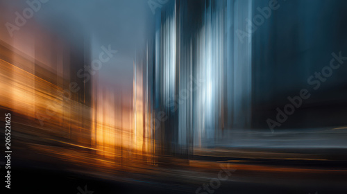 Abstract urban light streaks creating dynamic motion blur cityscape
