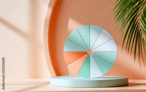 Modern Color Wheel Display with Botanical Decor in Soft Lighting