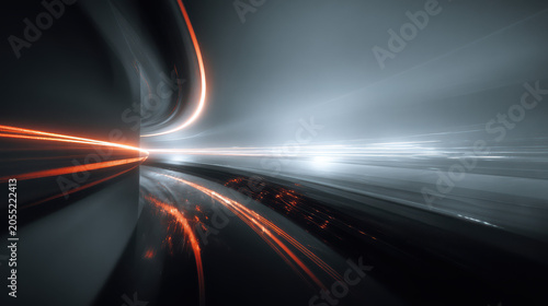 Futuristic Digital Light Trails Abstract Representing Speed Data Flow