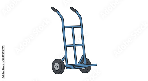 Obraz na plátně Hand truck illustration with blue frame and black wheels on white background
