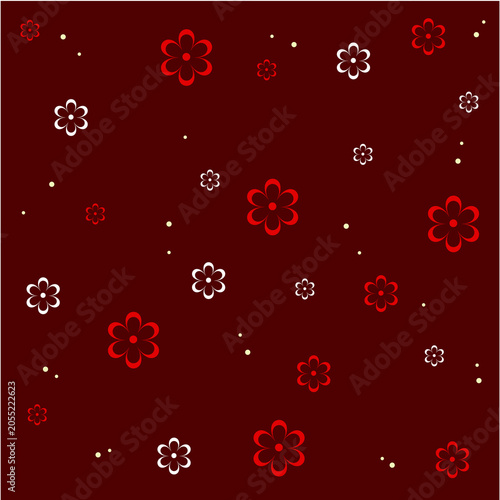 Cute Red and White Floral Pattern Background