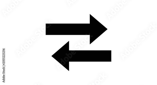 Opposing Arrows Silhouette On White Background Reciprocal Direction Symbol