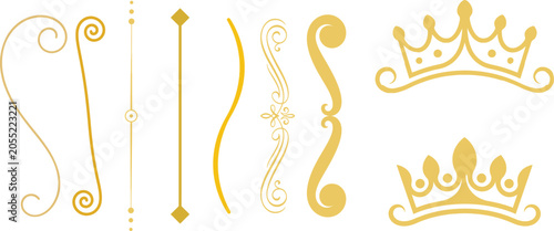 Canvas-taulu Golden royal ornate design elements and crowns