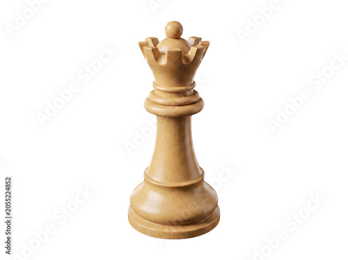 Elegant white wooden chess queen piece, a classic game element isolated on a transparent background for strategic.