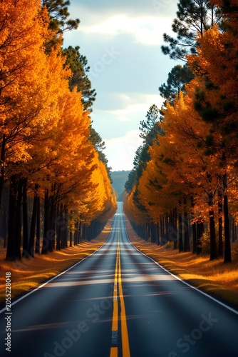 road in autumn forest