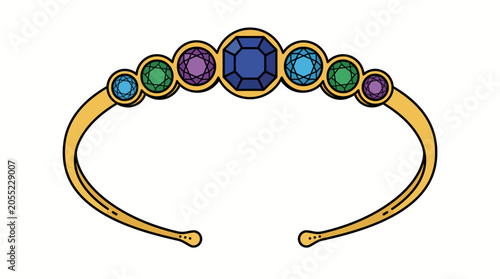 Elegant gold bracelet with colorful gemstones in a row.