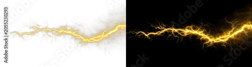 Foto Bright electric lightning with yellow glow and dynamic energy PNG