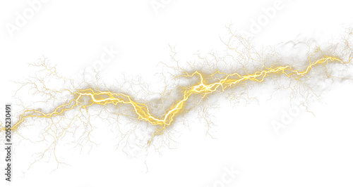 Fotografija Bright yellow thunderbolt with dynamic flash and energy glow PNG