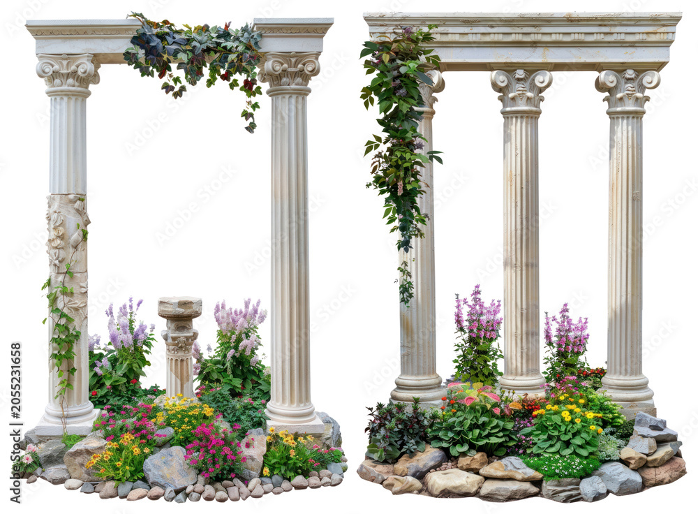 Naklejka premium PNG Elegant ancient garden columns on transparent background