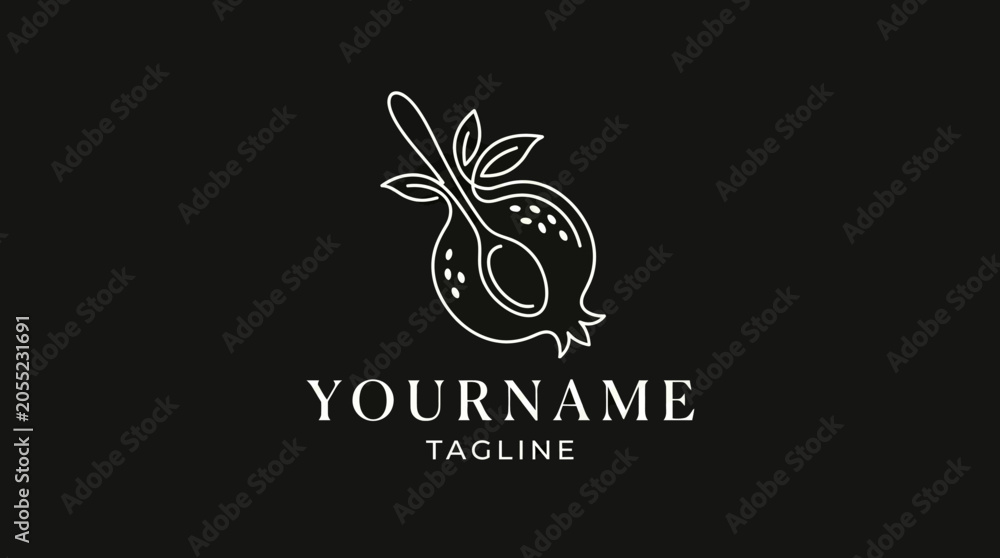 Fototapeta premium Pomegranate logo design with tagline.