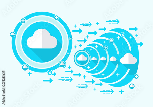 Cloud synchronization and data transfer conceptual illustration