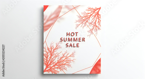 Vibrant summer sale advertisement with floral background and bold text.